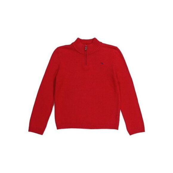 TOMMY BAHAMA Boys Mock Neck Quarter Zip Pullover Sweater Jester Red | XL(14/16) - Picture 1 of 2